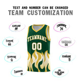 Custom Kelly Green Old Gold Hem Flame Pattern Fashion Sports Uniform Basketball jersey