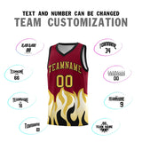 Custom Crimson Old Gold Hem Flame Pattern Fashion Sports Uniform Basketball jersey