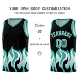 Custom Black Bright Green Hem Flame Pattern Fashion Sports Uniform Basketball jersey
