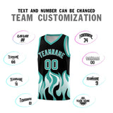 Custom Black Bright Green Hem Flame Pattern Fashion Sports Uniform Basketball jersey