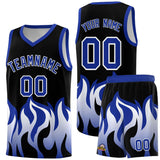 Custom Black Royal Hem Flame Pattern Fashion Sports Uniform Basketball jersey