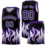 Custom Black Purple Hem Flame Pattern Fashion Sports Uniform Basketball jersey
