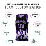 Custom Black Purple Hem Flame Pattern Fashion Sports Uniform Basketball jersey