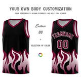 Custom Black Crimson Hem Flame Pattern Fashion Sports Uniform Basketball jersey