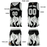 Custom Black Gray Hem Flame Pattern Fashion Sports Uniform Basketball jersey