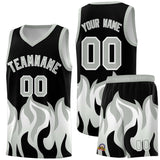 Custom Black Gray Hem Flame Pattern Fashion Sports Uniform Basketball jersey