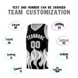 Custom Black Gray Hem Flame Pattern Fashion Sports Uniform Basketball jersey
