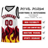 Custom White Red Hem Flame Pattern Fashion Sports Uniform Basketball jersey