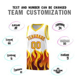 Custom White Gold Hem Flame Pattern Fashion Sports Uniform Basketball jersey