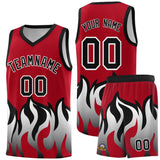 Custom Red Black Hem Flame Pattern Fashion Sports Uniform Basketball jersey