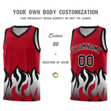 Custom Red Black Hem Flame Pattern Fashion Sports Uniform Basketball jersey