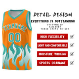 Custom Orange Bright Green Hem Flame Pattern Fashion Sports Uniform Basketball jersey