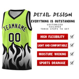 Custom Neon Green Black Hem Flame Pattern Fashion Sports Uniform Basketball jersey