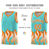 Custom Bright Green Orange Hem Flame Pattern Fashion Sports Uniform Basketball jersey