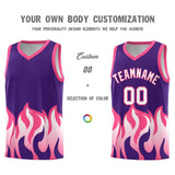 Custom Purple Pink Hem Flame Pattern Fashion Sports Uniform Basketball jersey