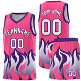 Custom Pink Purple Hem Flame Pattern Fashion Sports Uniform Basketball jersey