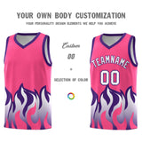 Custom Pink Purple Hem Flame Pattern Fashion Sports Uniform Basketball jersey