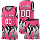 Custom Pink Black Hem Flame Pattern Fashion Sports Uniform Basketball jersey
