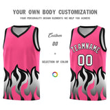Custom Pink Black Hem Flame Pattern Fashion Sports Uniform Basketball jersey
