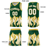 Custom Kelly Green Old Gold Hem Flame Pattern Fashion Sports Uniform Basketball jersey