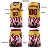 Custom Purple Crimson Hem Flame Pattern Fashion Sports Uniform Basketball jersey