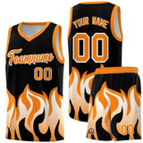 Custom Black Orange Hem Flame Pattern Fashion Sports Uniform Basketball jersey