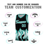 Custom Black Bright Green Hem Flame Pattern Fashion Sports Uniform Basketball jersey