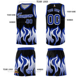Custom Black Royal Hem Flame Pattern Fashion Sports Uniform Basketball jersey