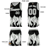 Custom Black Gray Hem Flame Pattern Fashion Sports Uniform Basketball jersey