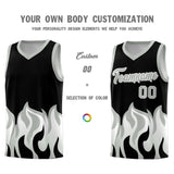 Custom Black Gray Hem Flame Pattern Fashion Sports Uniform Basketball jersey