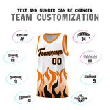 Custom White Orange Hem Flame Pattern Fashion Sports Uniform Basketball jersey