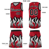 Custom Red Black Hem Flame Pattern Fashion Sports Uniform Basketball jersey