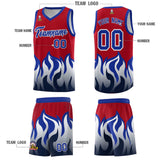 Custom Red Royal Hem Flame Pattern Fashion Sports Uniform Basketball jersey