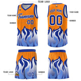 Custom Orange Royal Hem Flame Pattern Fashion Sports Uniform Basketball jersey