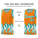 Custom Orange Bright Green Hem Flame Pattern Fashion Sports Uniform Basketball jersey