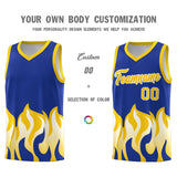 Custom Royal Gold Hem Flame Pattern Fashion Sports Uniform Basketball jersey