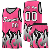 Custom Pink Black Hem Flame Pattern Fashion Sports Uniform Basketball jersey