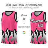 Custom Pink Black Hem Flame Pattern Fashion Sports Uniform Basketball jersey