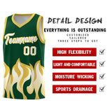 Custom Kelly Green Old Gold Hem Flame Pattern Fashion Sports Uniform Basketball jersey