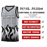 Custom Gray Black Hem Flame Pattern Fashion Sports Uniform Basketball jersey