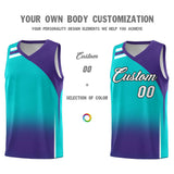 Custom Aqua Purple Gradient Fashion Sets Sports Uniform Basketball Jersey
