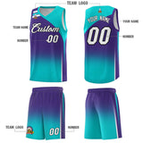Custom Purple Aqua Gradient Fashion Sets Sports Uniform Basketball Jersey