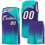 Custom Purple Aqua Gradient Fashion Sets Sports Uniform Basketball Jersey