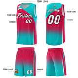 Custom Red Aqua Gradient Fashion Sets Sports Uniform Basketball Jersey