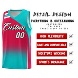 Custom Red Aqua Gradient Fashion Sets Sports Uniform Basketball Jersey