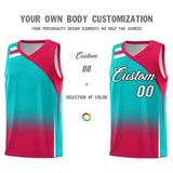 Custom Aqua Red Gradient Fashion Sets Sports Uniform Basketball Jersey