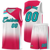 Custom White and Red Gradient Fashion Sets Sports Uniform Basketball Jersey