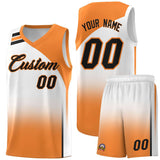 Custom White Gold Orange Gradient Fashion Sets Sports Uniform Basketball Jersey