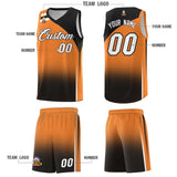 Custom Gold Orange Black Gradient Fashion Sets Sports Uniform Basketball Jersey