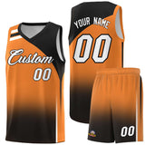 Custom Gold Orange Black Gradient Fashion Sets Sports Uniform Basketball Jersey